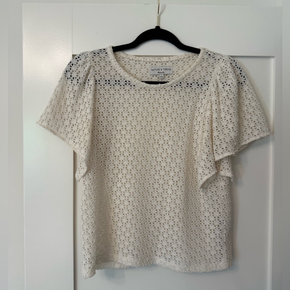 Madewell Texture & Thread Eyelet Flutter Sleeve Top